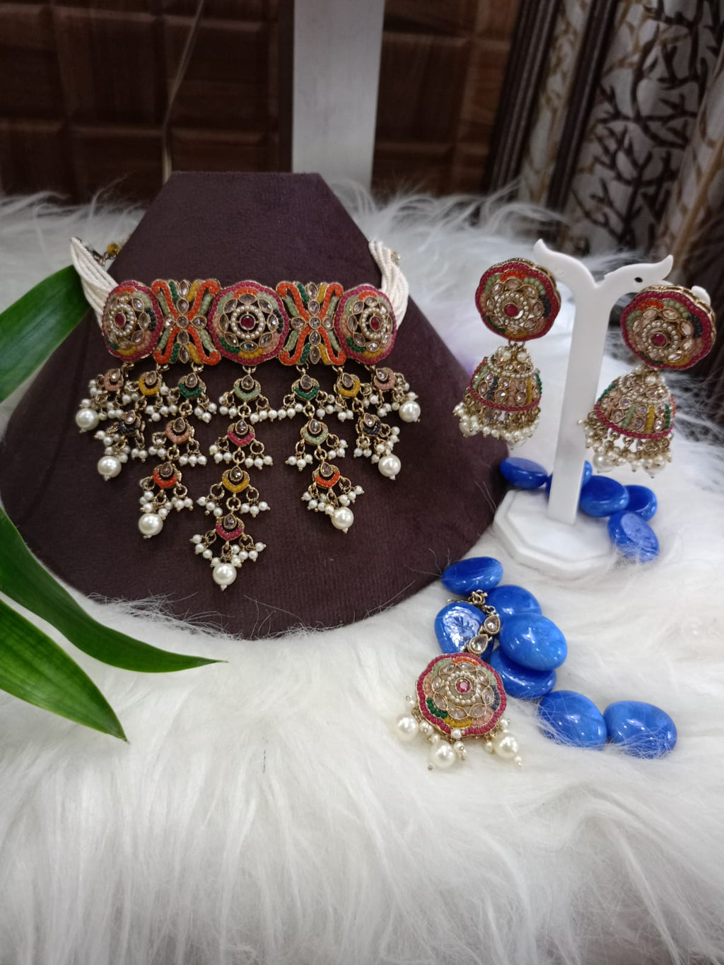 Multi Stones Pakistani style Chokar set