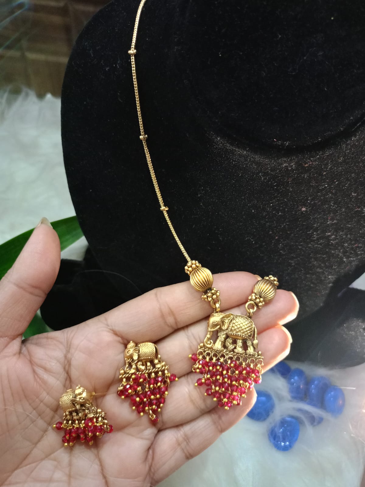Elephant Detachable Pendent set with Elephant Earrings