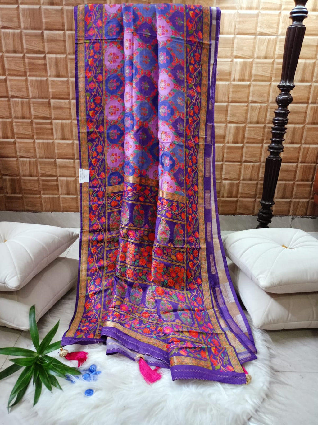Purple Kani Floral Pallu Rangkat Silk Saree