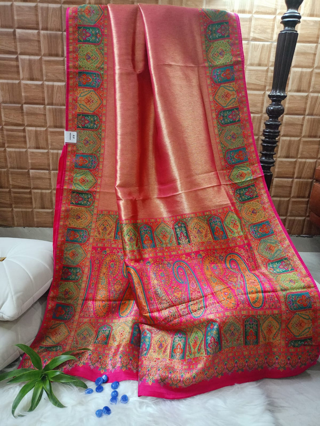 Rani Pink Tissue Kani Silk Saree