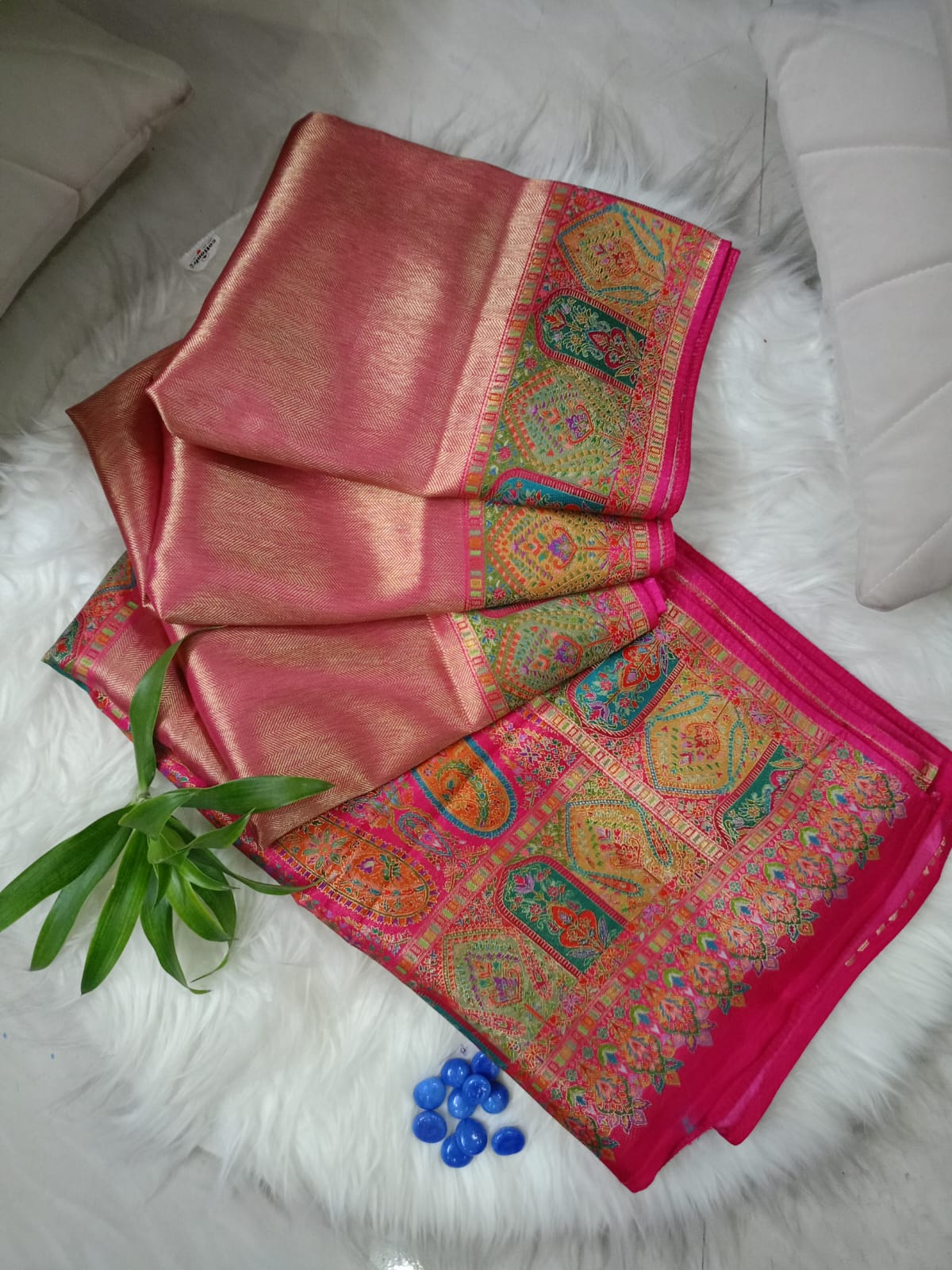 Rani Pink Tissue Kani Silk Saree