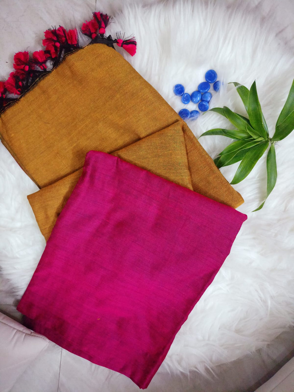 Pink and Beige Cotton Saree