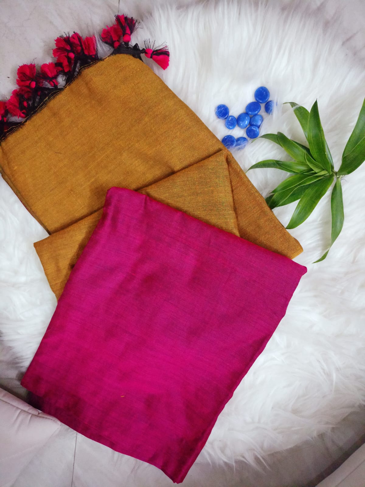 Pink and Beige Cotton Saree