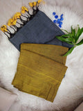 Yellow and Beige Cotton Saree