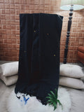 Black Cotton Sequin Saree With Tassels