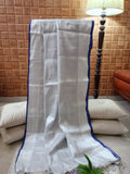 Silver  Soft Linen Tissue with  Temple  Border Saree