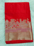 Cotton Silk Red Temple Border Saree