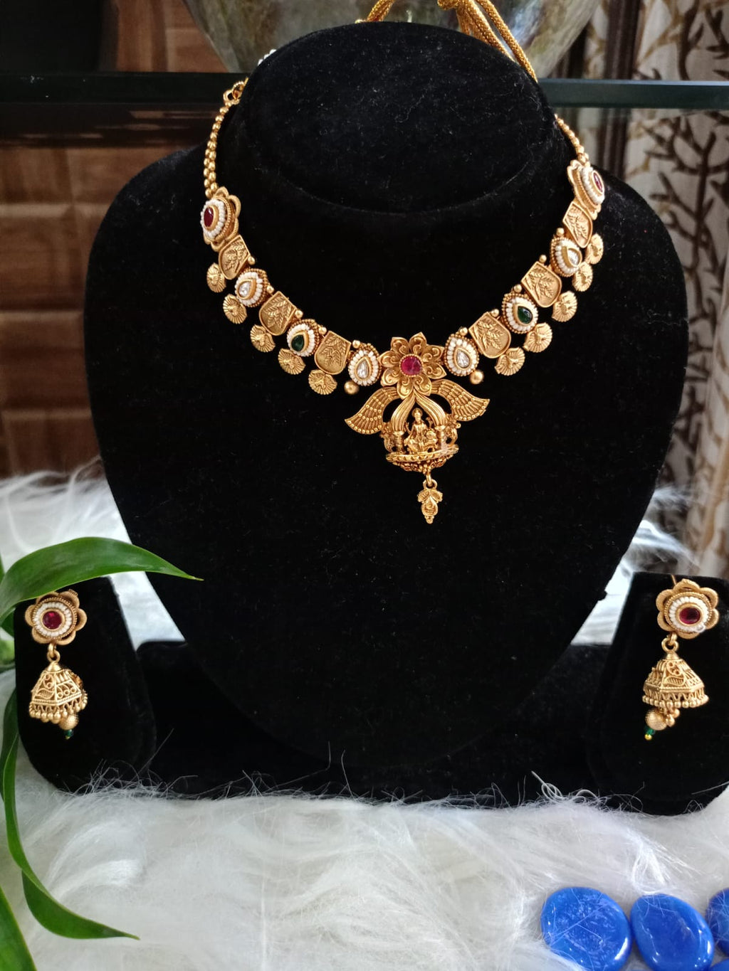Temple Necklace with Semi Precious Stones